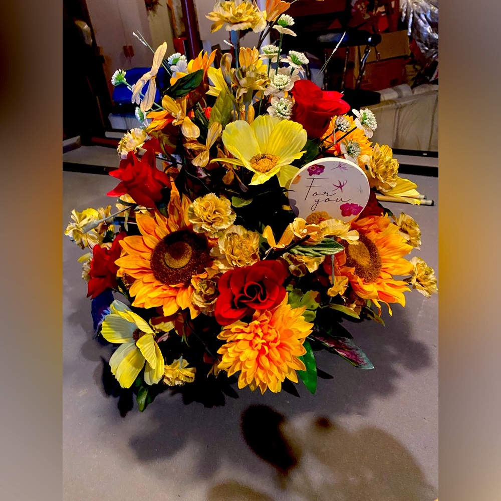 VINTAGE ‘FOR YOU’ ARTIFICIAL FLORAR ARRANGEMENT